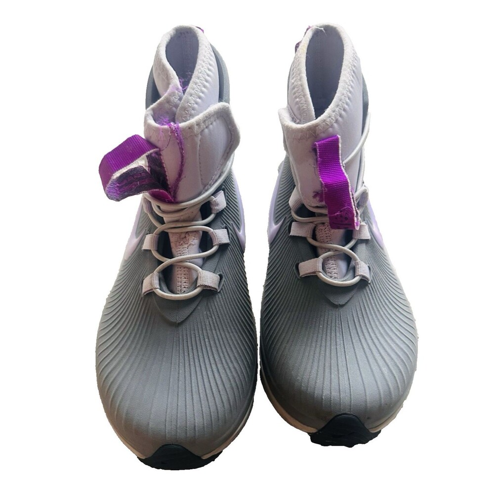 Nike Girl Gray & Purple Rubber Athletic Ankle Booties Rain Weather resistant 13C
